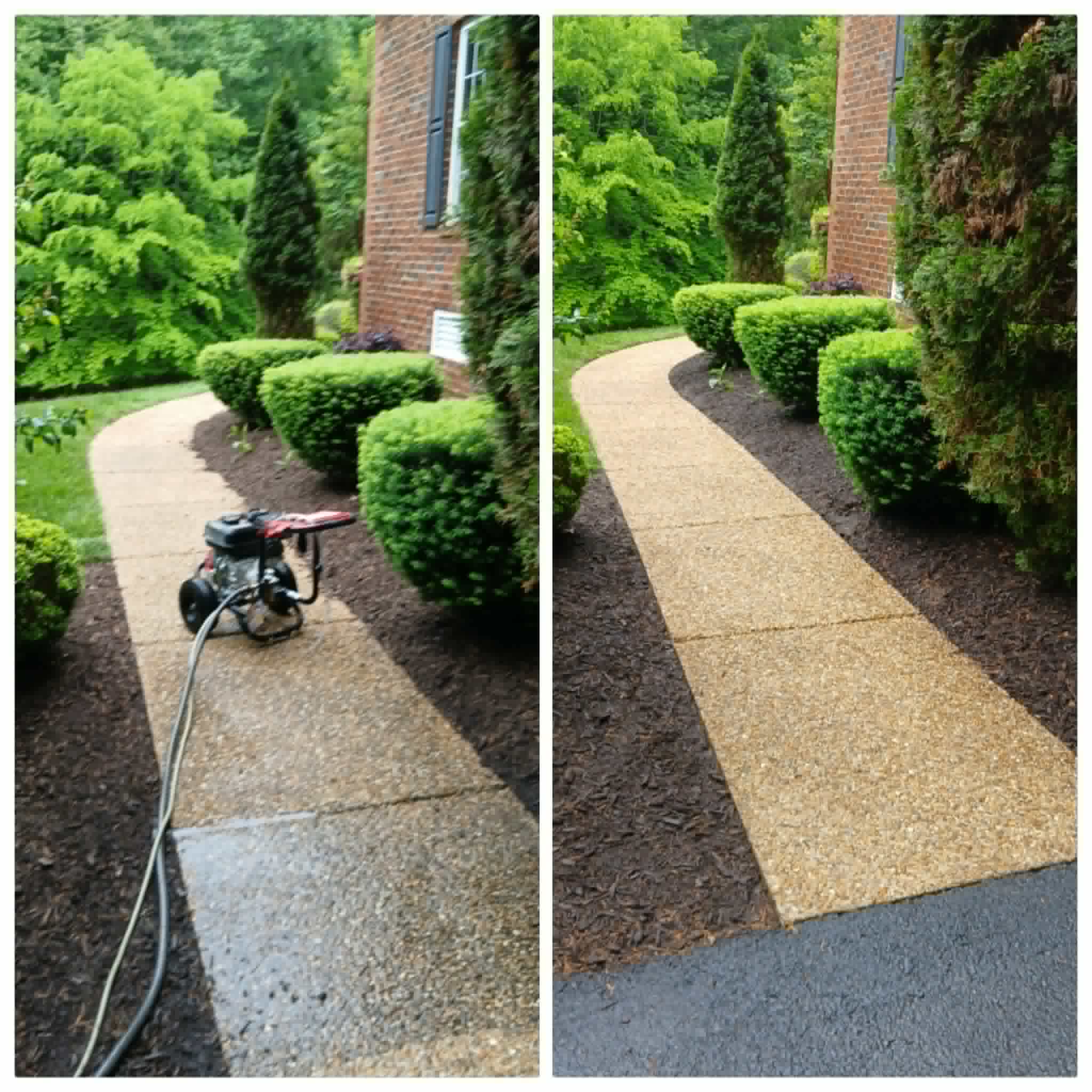 Driveway pressure wash before and after — Dynamite Cleaning Services